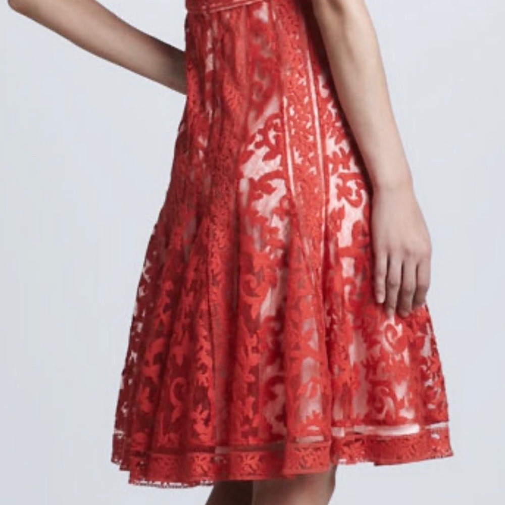 SOLD-Tadashi Embroidered Lace Cocktail Dress - Picture 10 of 14